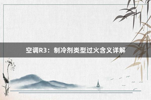 空调R3：制冷剂类型过火含义详解